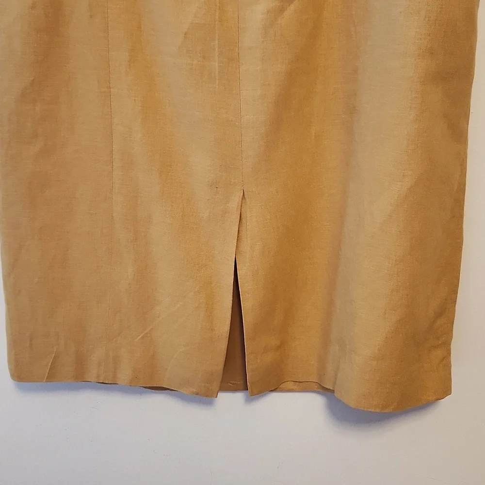 Lennie LNY New York Gold Linen Blend Lace-up Front Shift Dress Sz 12 Vintage
